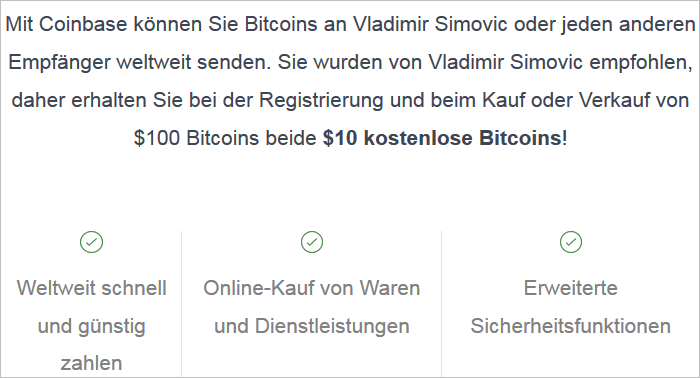 Kostenlose Bitcoin von Coinbase