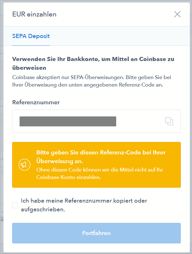 Coinbase: geld einzahlen