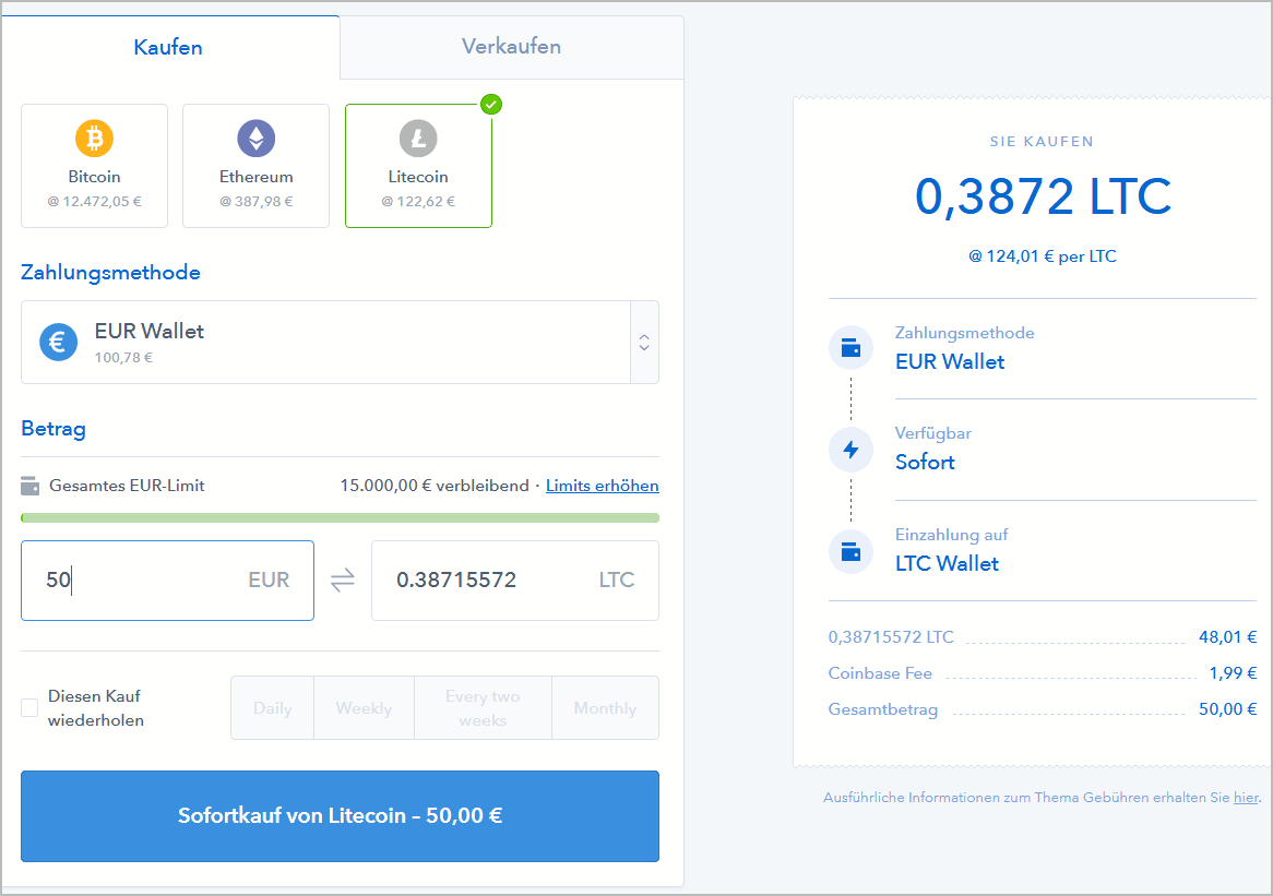 Einsteiger Guide Auf Coinbase Bitcoin Ethereum Und Litecoin Erwerben - 