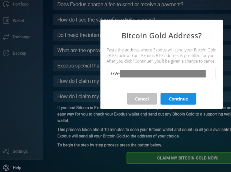 Bitcoin Gold In Der Exodus Wallet Claimen Beanspruchen - 