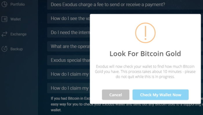 Exodus: Bitcoin Gold claimen 4