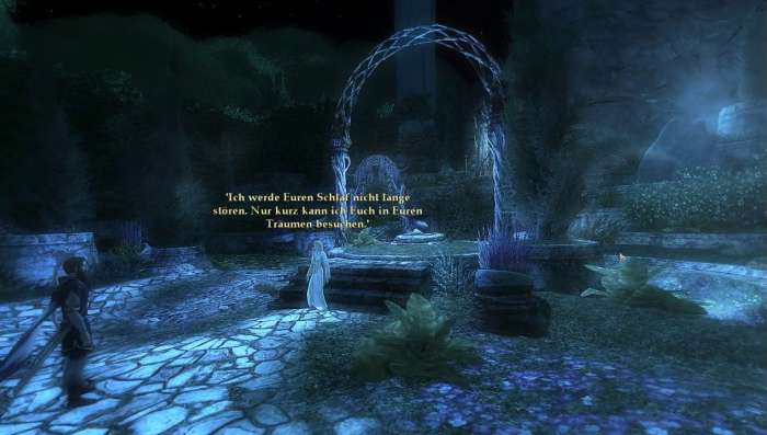 Screenshot aus Herr der Ringe Online: Galadriel erscheint uns im Traum